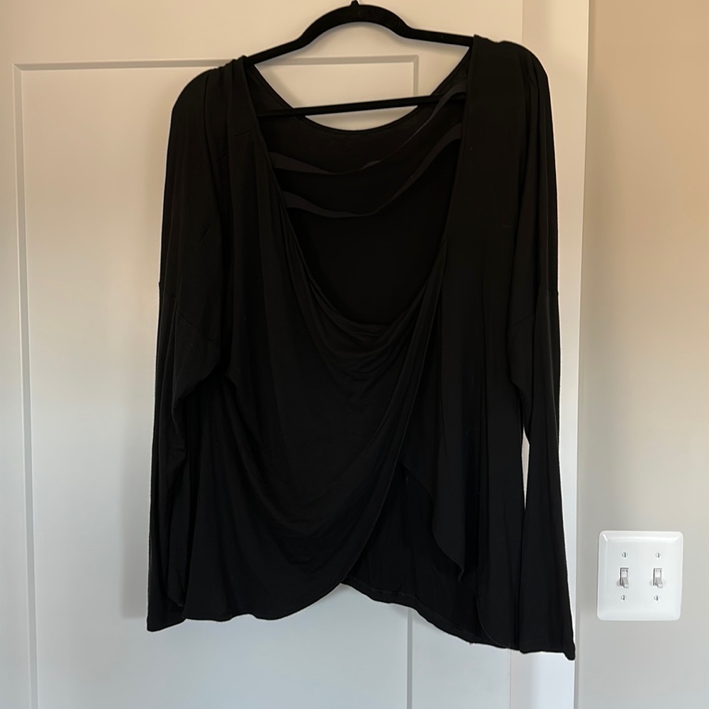 Black Open Back Long Sleeve Shirt